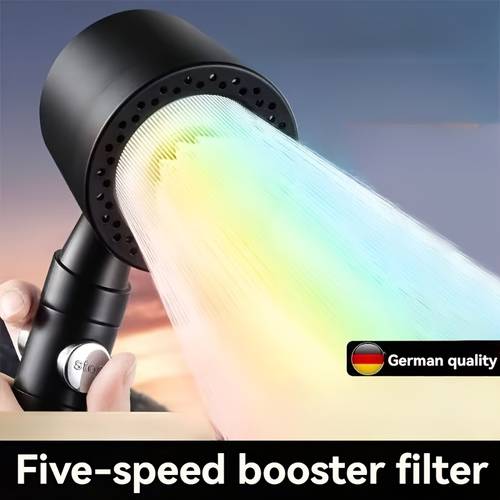1pc German-Quality High-Pressure Handheld Shower Head with 5 Adjustable Water Flow Modes & Built-In Filter - Easy Wall-Mount Installation, Polished Finish - Ideal for Luxurious Bathroom Showers & New Year's Gift, Shower Accessories,For shower use