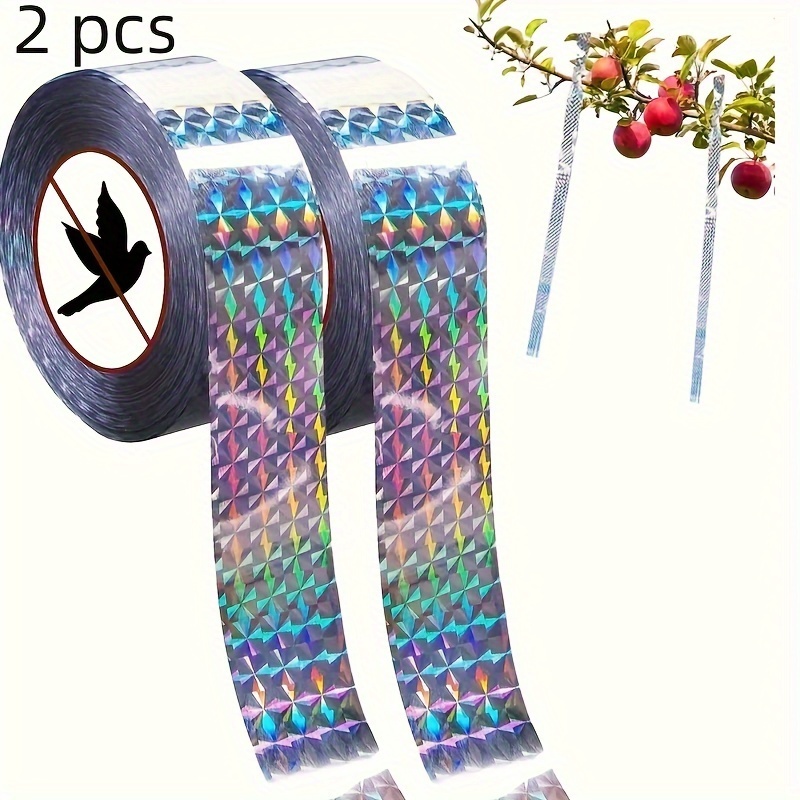 

2pcs Double-sided Reflective Bird Repellent Ribbon, 1968.50" Each - Outdoor Solution For And Vegetable Gardens