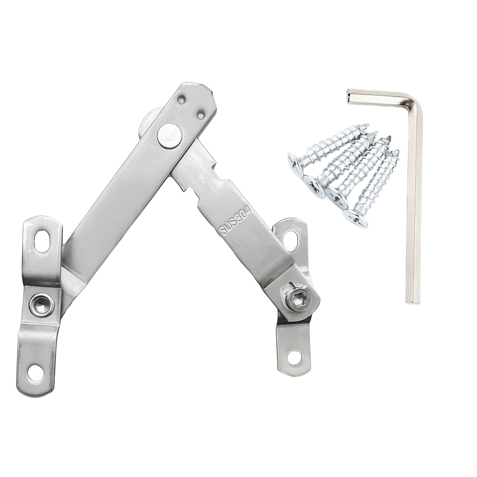 TEMU 1 SET Butoir de fenêtre en acier inoxydable - Boucle de fenêtre de protection de sécurité - Limite anti-vol réglable - Installation perçage