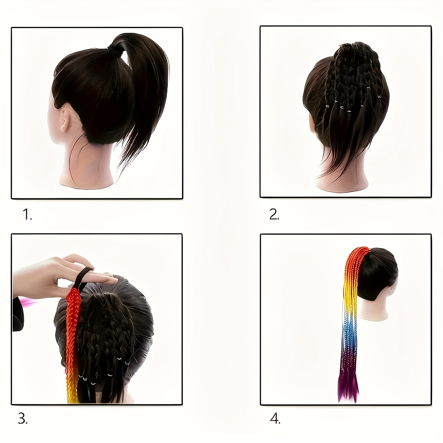 2pcs heat resistant synthetic   for women vibrant   straight hair extensions for daily wear parties halloween costumes ponytail hair extensions festive hair accessory vibrant braided hair heatresistant fiber details 1