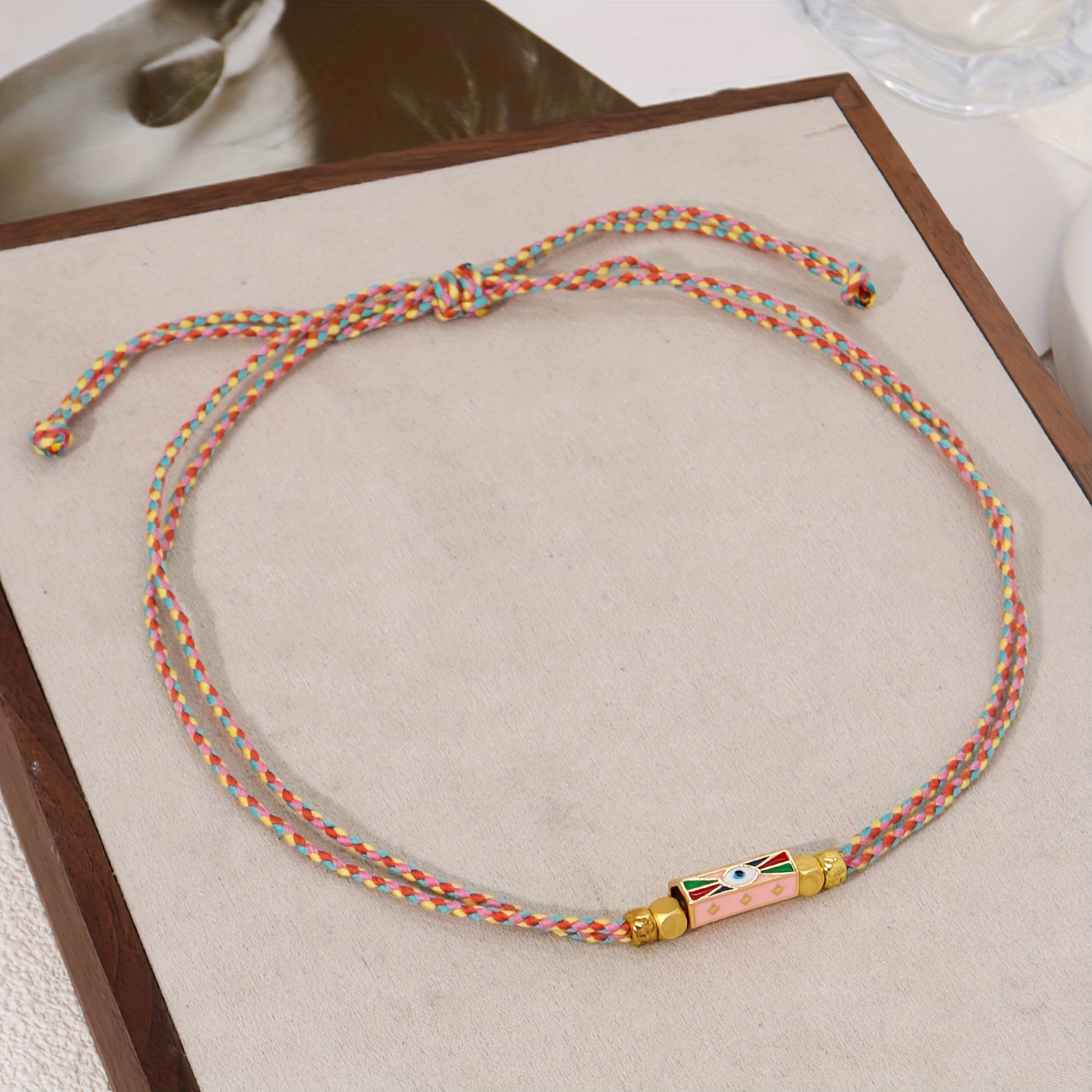 TEMU Collar de moda para mujer, 1 pieza, estilo , colgante P de metal hexagonal pintado al óleo con cuerda tejida a , cadena para la clavícula,