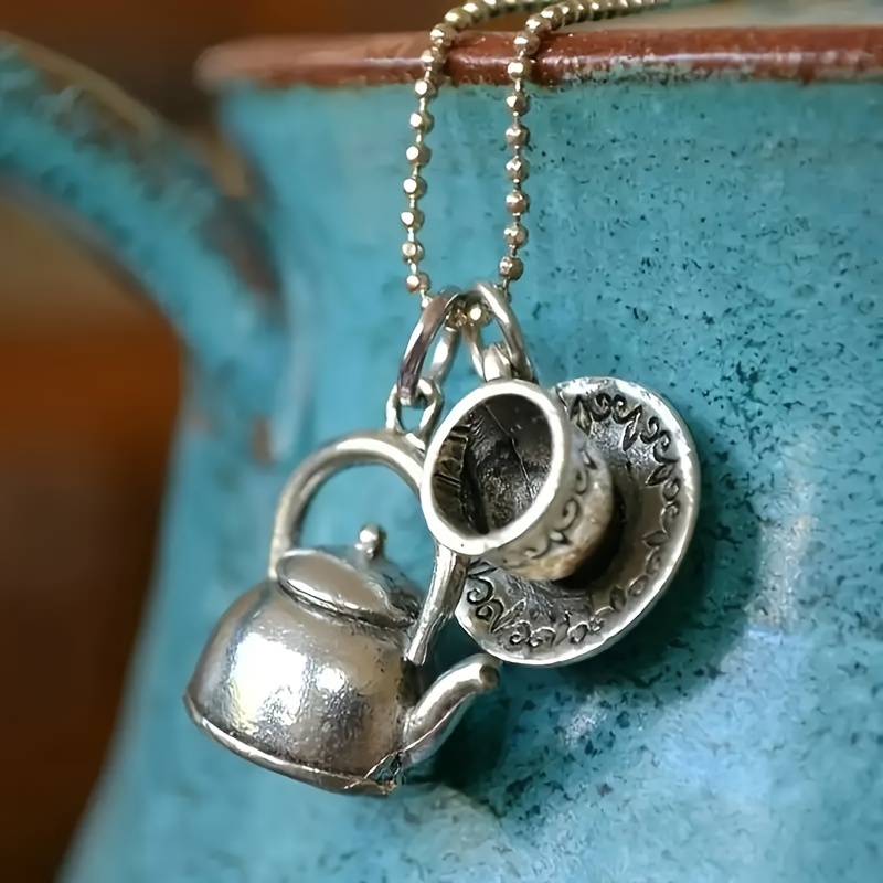 

Cup Coffee Cup Pot Pendant Necklace, Alloy Necklace