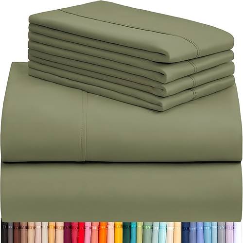 6pcs luxury cooling bed sheet set set queen size bedding set breathable wrinkle resistant soft with 18 inch deep pockets bedroom hotel bedding set 1 flat sheet 1 fitted sheet 4 pillowcases