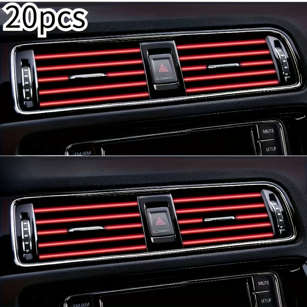 TEMU [Tiras Flexibles para Rejillas de Aire del Coche] 20 Piezas Tiras Negras Brillantes y Flexibles | Instalación DIY Sencilla, Compatible con la