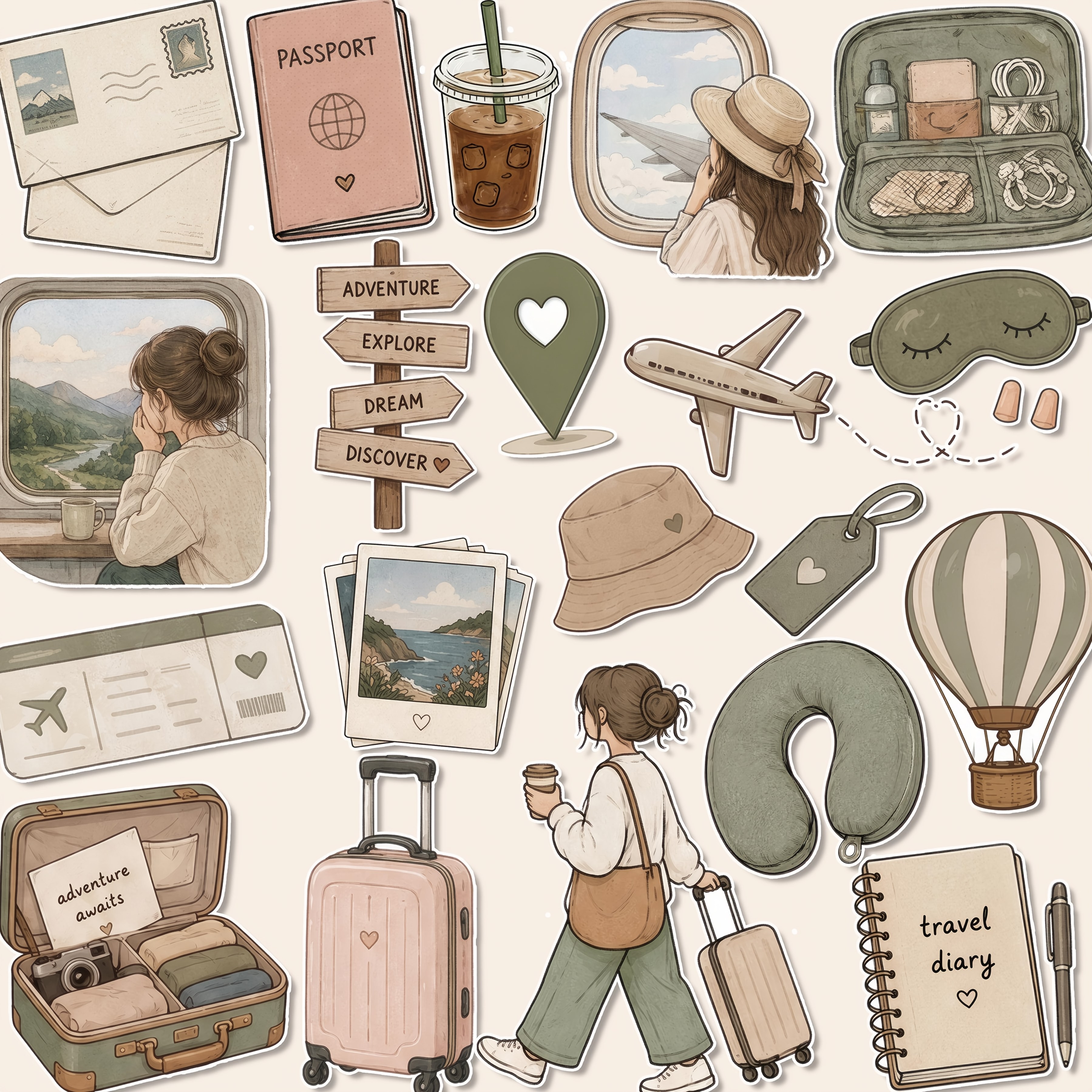 TEMU 1 Set, Travel Theme Stickers, Planning Stickers, Office Stickers, Friendship Love Gift Stickers, Packaging Stickers, Holiday Party Stickers,