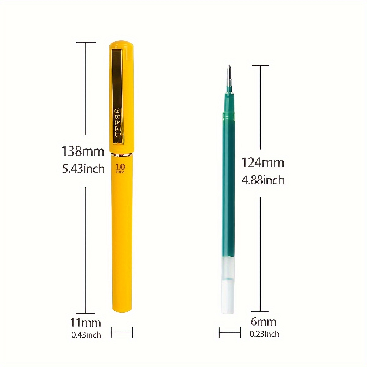 Conjunto De 2 Canetas De Gel Amarelas E 10 Recargas Verdes - Temu