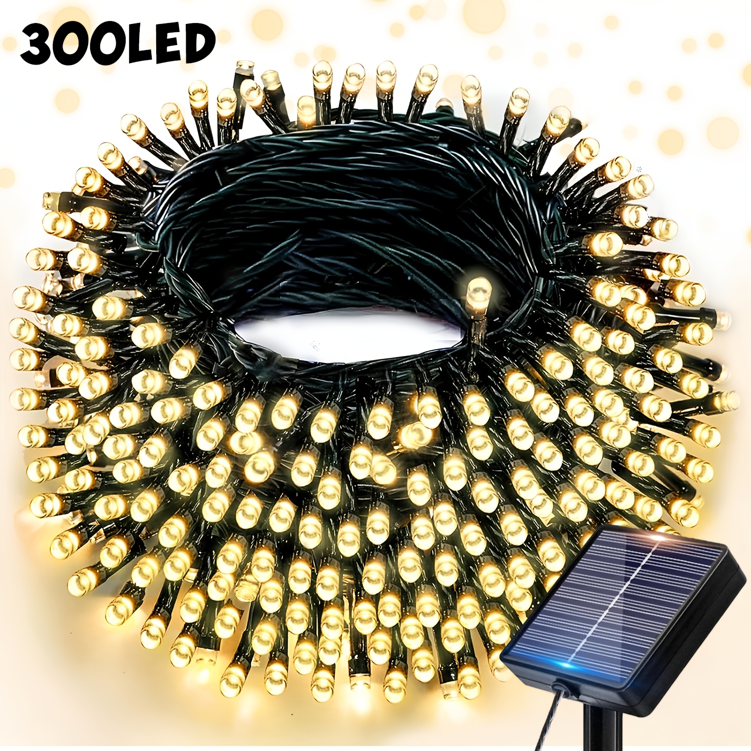 E-shop 1 Packung Solar Lichterkette für Außenbereiche, 100/200/300 LED Highlighting Beads, Tintenfarbene Außenleuchtestreifen, mit 10 Beleuchtungsmodi,