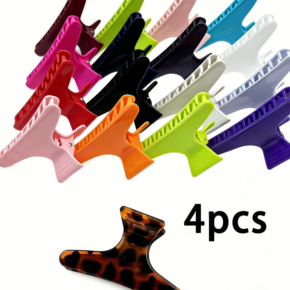 TEMU Juego de 4 pinzas de para peluquería de color aleatorio para permanente, teñido, y seccionado, pinzas de peinado para el hogar para recogidos