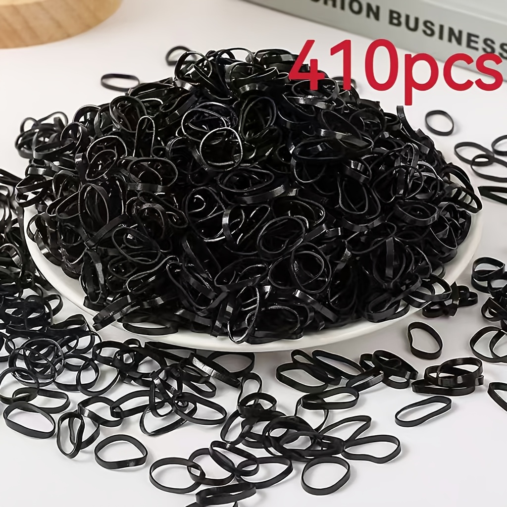 210pcs Mini Black Rubber Bands, Durable Elastic Hair Ties for Everyday Use