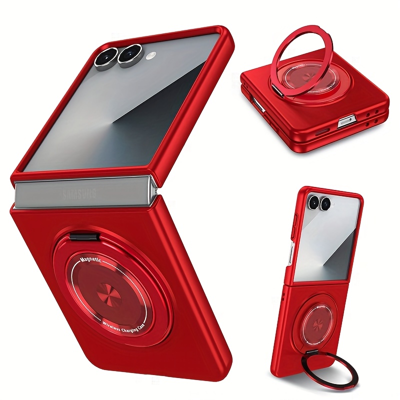 E-shop for Galaxy Z Handyhülle mit Magnetischem Wireless Charging, 360° Drehbarer Halterung für Flip6, Stoßfestes , Integrierter N52-Magnet zur
