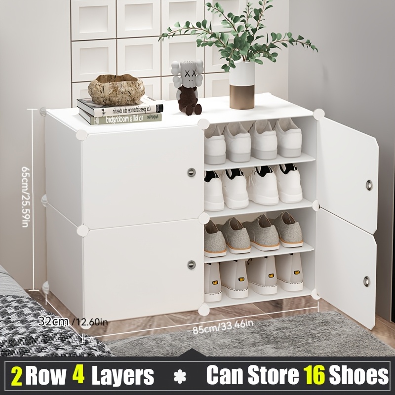 TEMU 2 , 4/6/8/10 Layers Expandable Shoe Rack With Door, Portable Storage Cabinet For Boots, Slippers, And Shoes, Large Shoe Cabinet, Shoe Rack,