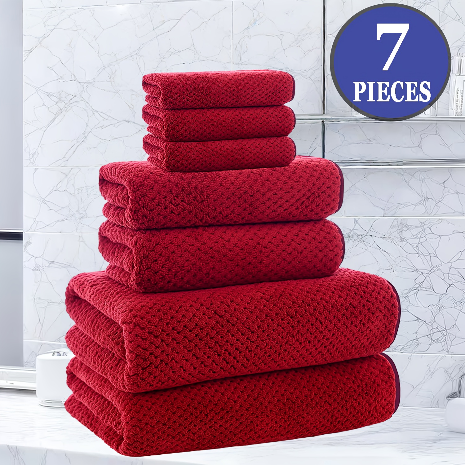 TEMU 4/7/10 piezas Juego de Toallas de Malla de de Lujo - Superabsorbentes, Secado Rápido, Ultra Suaves y Amigables con la Piel - Toallas de Baño