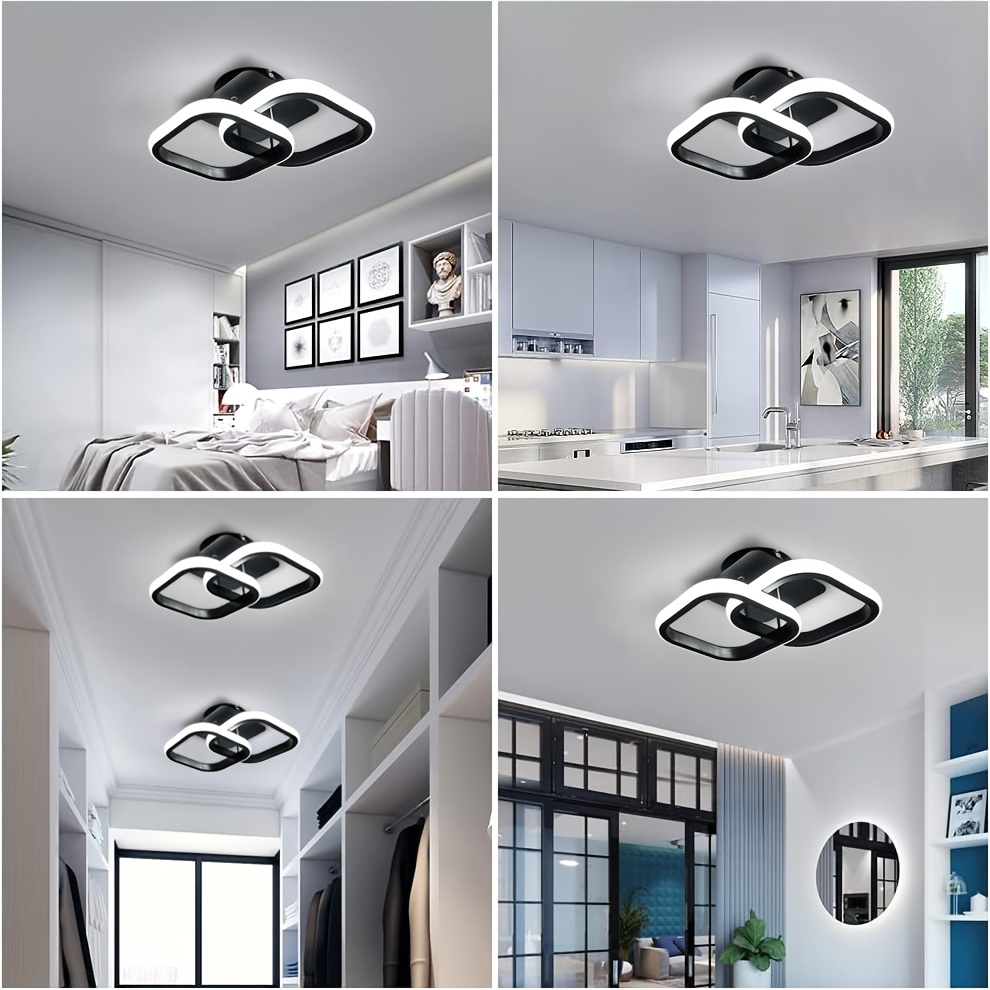 Modern Black White Square Ceiling Light with Adjustable Color Temperature