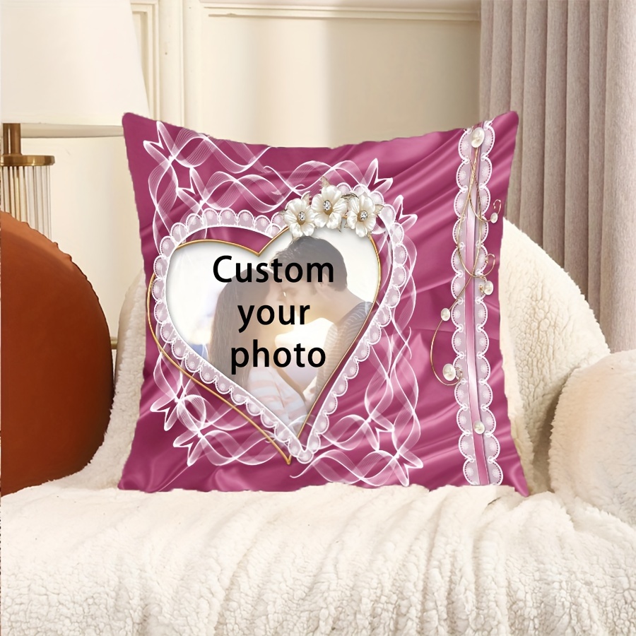 

Customizable Photo Throw Pillow Cover, Contemporary Style, Machine Washable, Unique With Zipper Closure, Knitted Polyester Fabric - Fits Room Types 18x18 Inch (insert Not Included) - 1pc