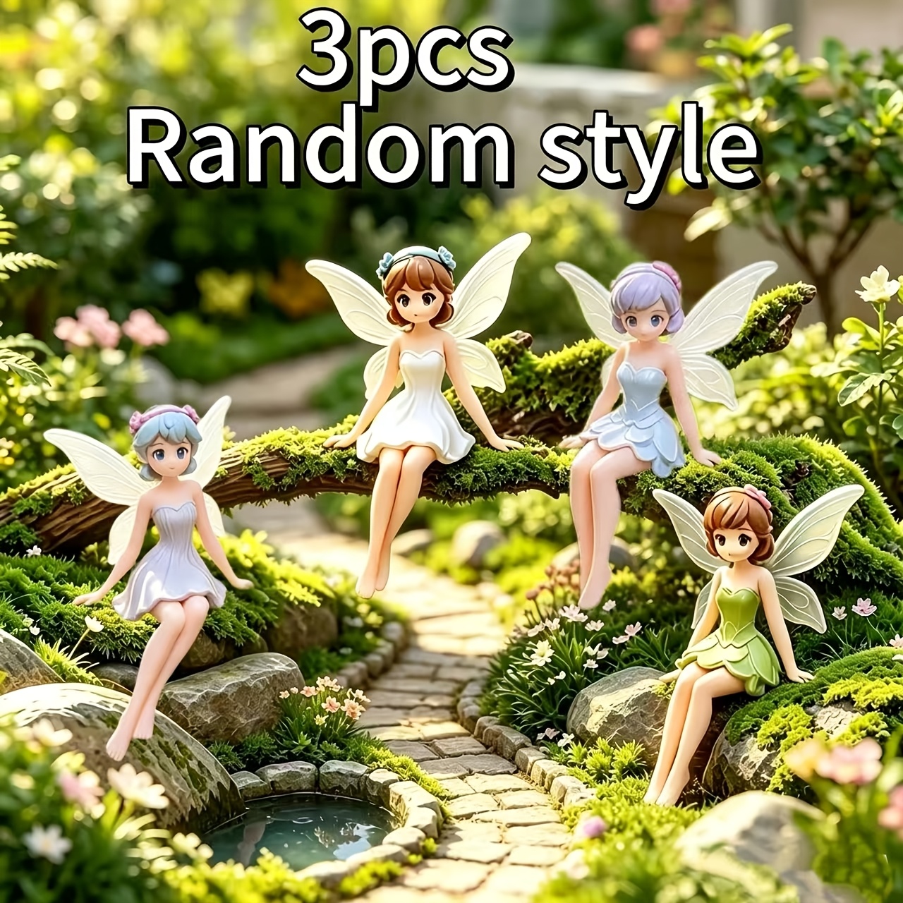 TEMU Random Style 3pcs Set, Resin Craft, Train Landscape Layout, Fairy Garden, Outdoor Bonsai Decoration, Suitable For Courtyard-lawn-balcony-outdoor