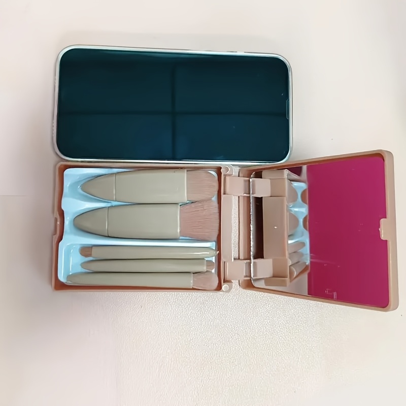 a set of five elegant makeup brush sets with mirrors mini multi function makeup brushes your necessary beauty tools foundation make up brushes eye shadow brushes powder blusher brushes travel sets gifts for friends   lovers details 9
