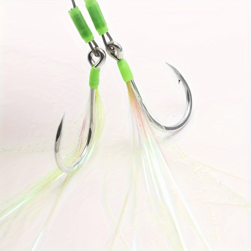 Luminous Double Hook Dressed Fishing Hook Metal Jig Fishing - Temu