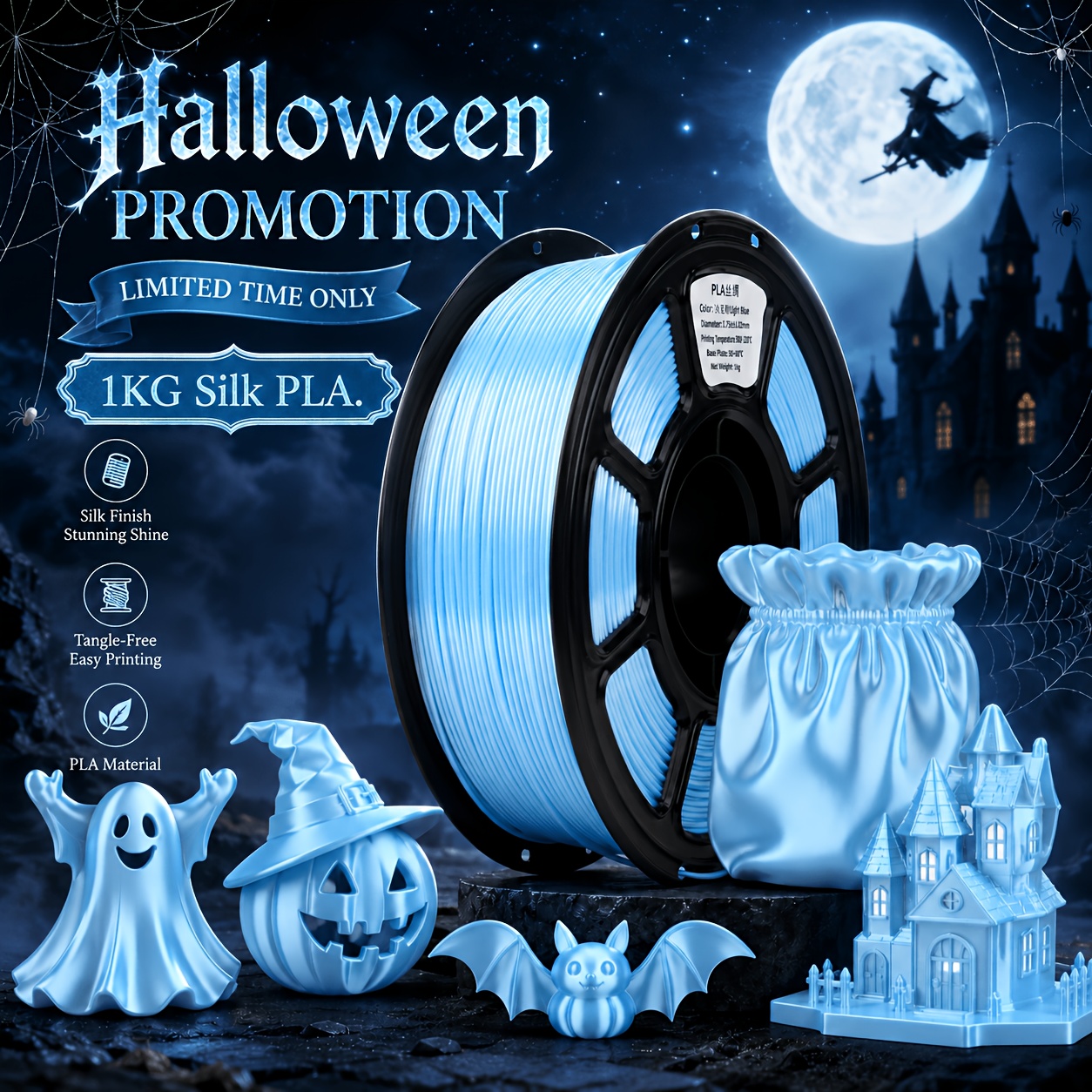 TEMU Filazoo 1kg Pla 3d Printer Filament 1.75mm, Glossy Y Finish, Smooth Printing Filament With Multiple Color Options For Halloween Christmas
