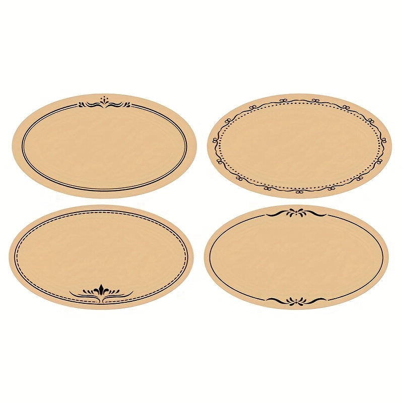 250pcs/roll 1.46 Inch * 2. Oval Cowhide Stickers, 4 Patterns Per Roll In A Loop