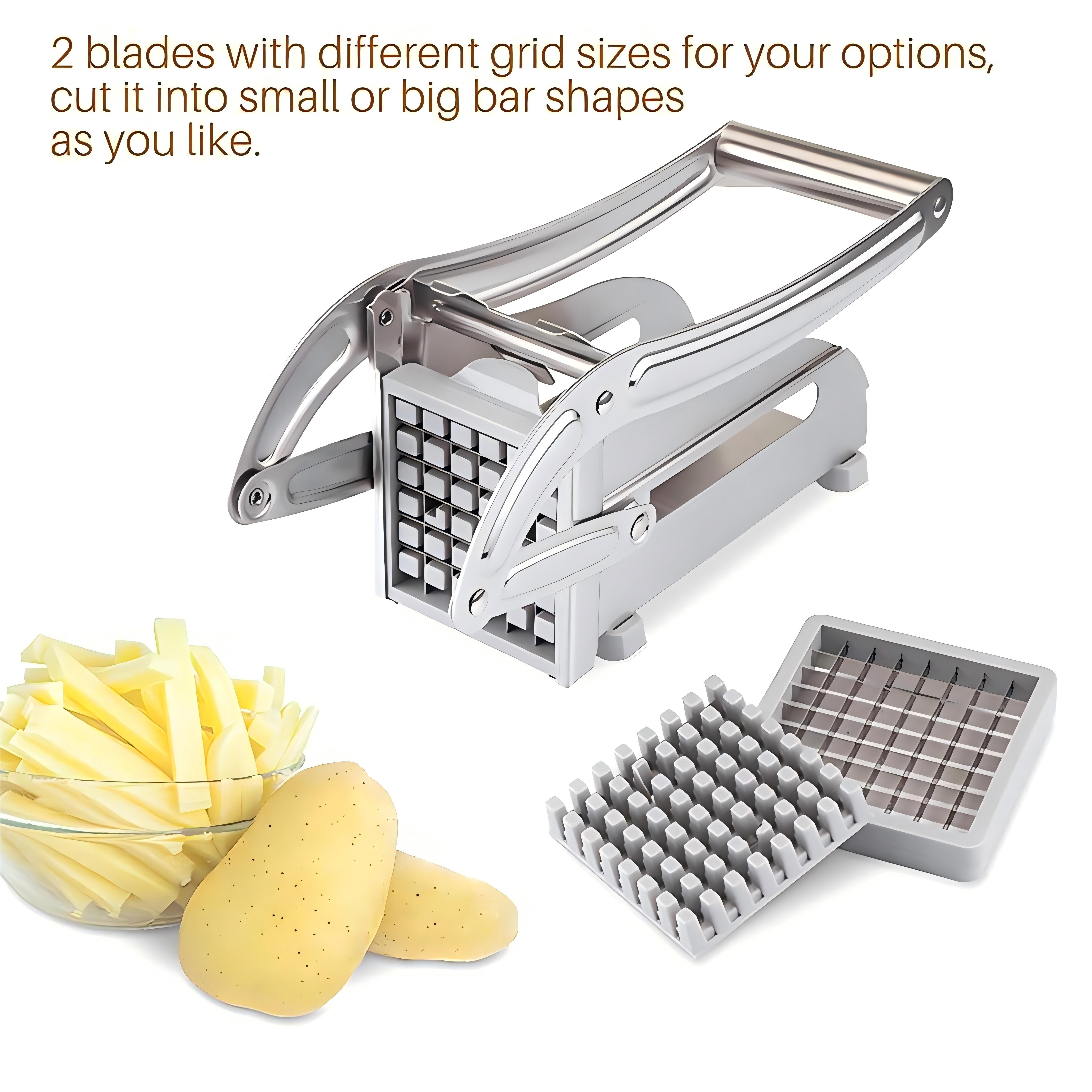 1pc stainless steel french fry cutter manual potato slicer with replaceable blades ergonomic non slip handle easy to clean kitchen gadget for   details 1