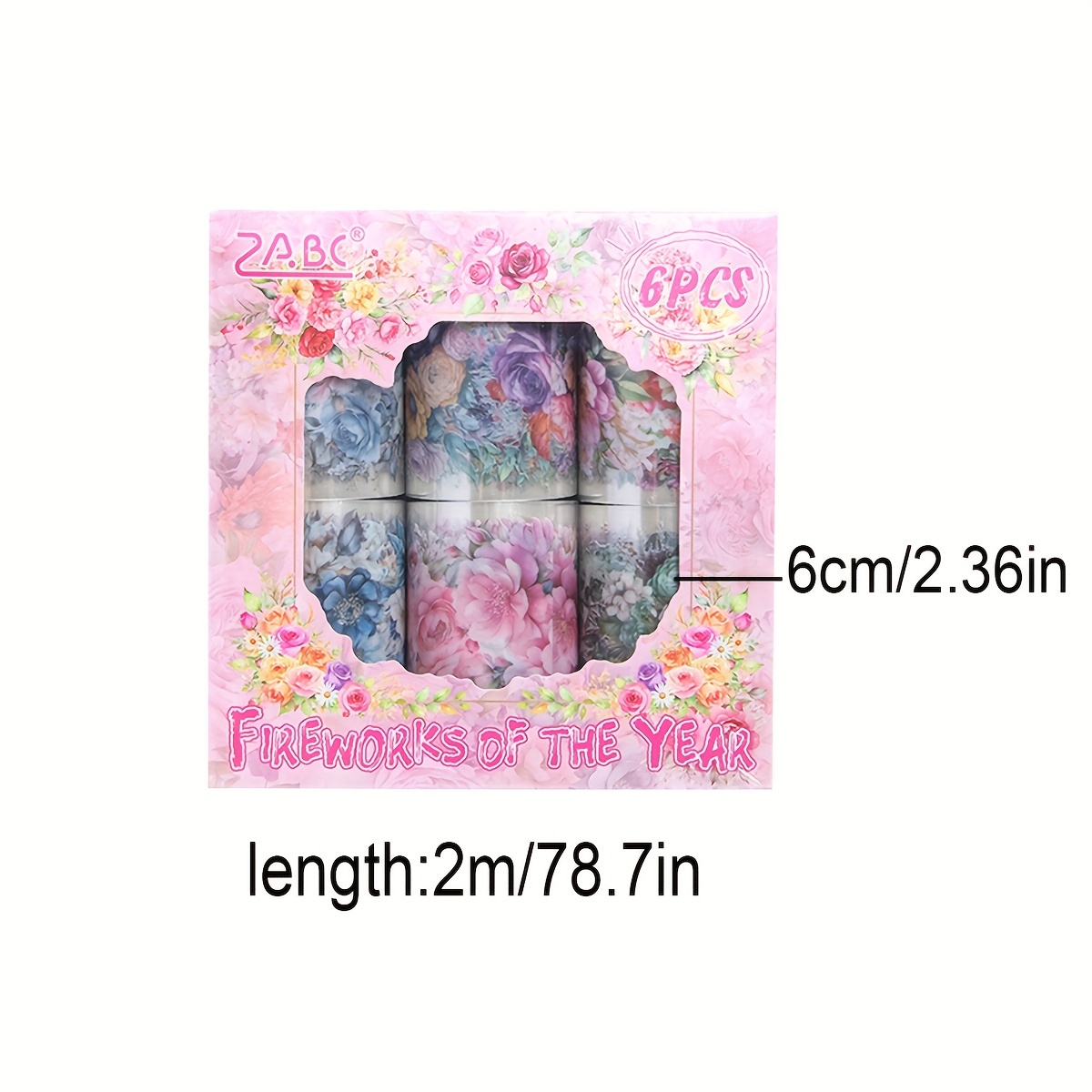 Image of 6 Rolls/box Of Simple Plant And Flower Pattern Tape, Exquisite Floral Pattern Sticker Roll Cut And Pet High , Suitable For Decoration Mobile Phone Case And Photo , Stationery Gift