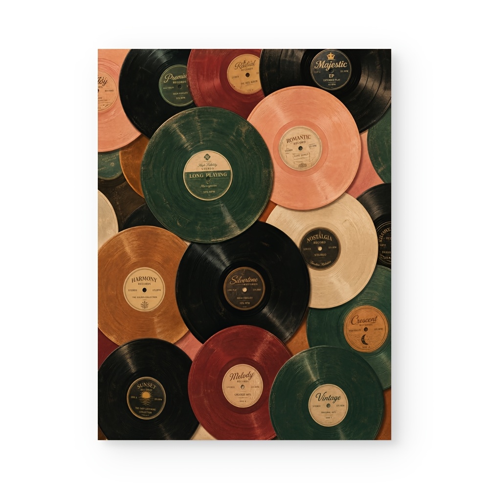TEMU 2d Flat, Posters & Prints Unframed Canvas Wall Art Vintage Musical Vinyl Record Collage Printing For Living Room Bedroom Home Office Wall Decor