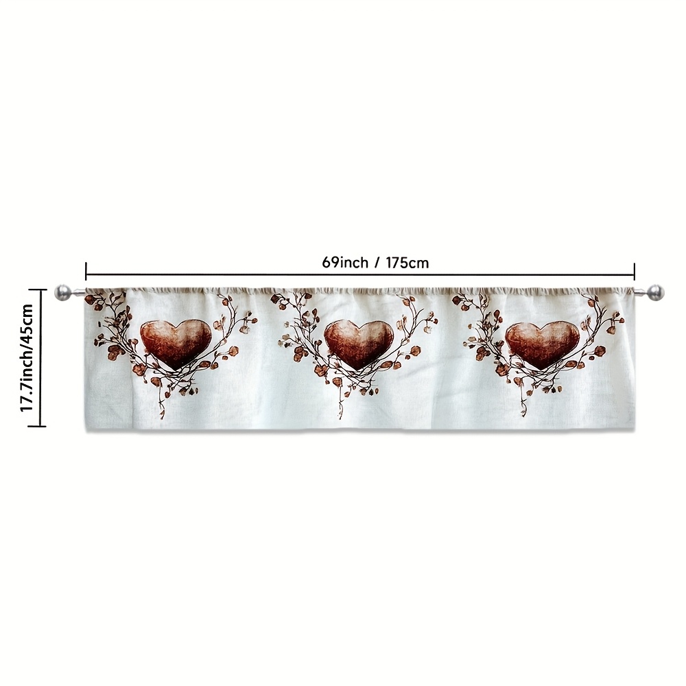 TEMU 1pc Rustic Kitchen Valance - Durable 100% Polyester Light Filtering Window With Rod Pocket, Machine Washable For Laundry, Living Room, Bedroom,