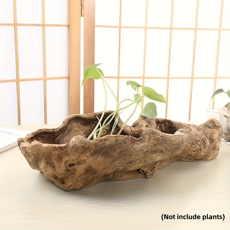 

Large Resin Wood Log Planter - Creative Abs Display Pot For And Plants, (1pc, Does Not Plants), Arrangement Pot