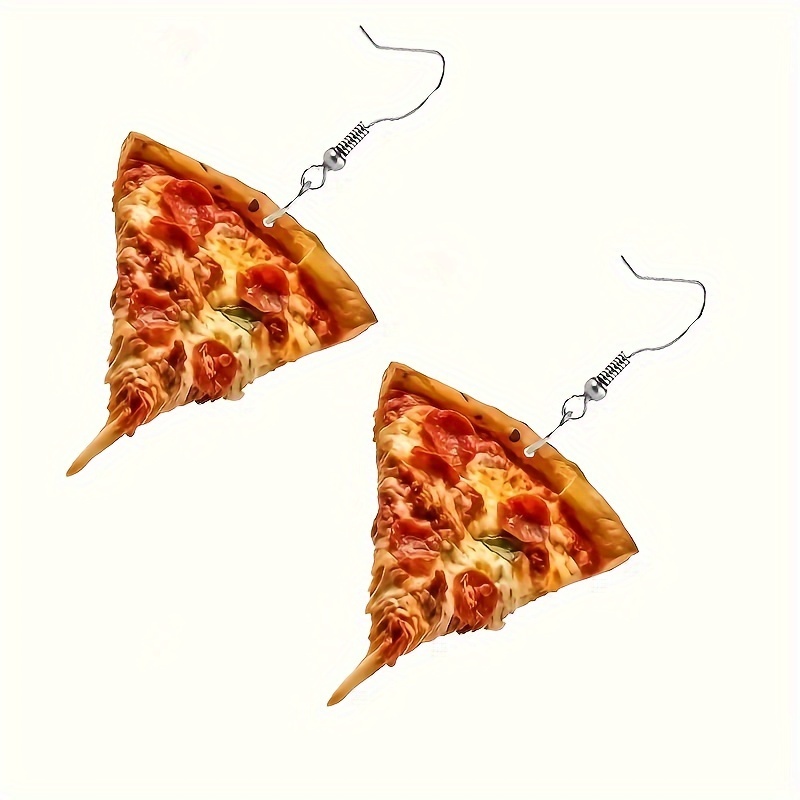 Cartoon Pizza Acrylic Earrings - Vibrant Artwork