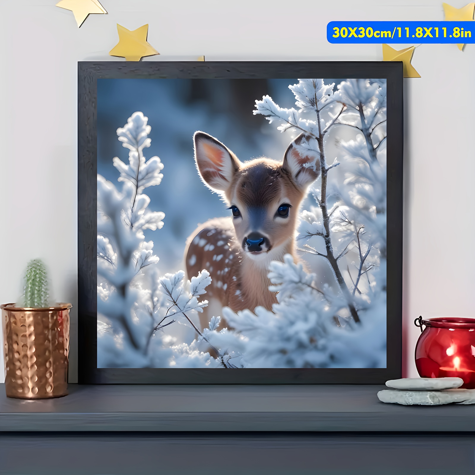 TEMU 1pc Deer Diamond Painting , Diamond Painting Kit, Round Acrylic Diamond, Frameless Diamond Painting Art Painting, 5d Diamond Embroidery ,
