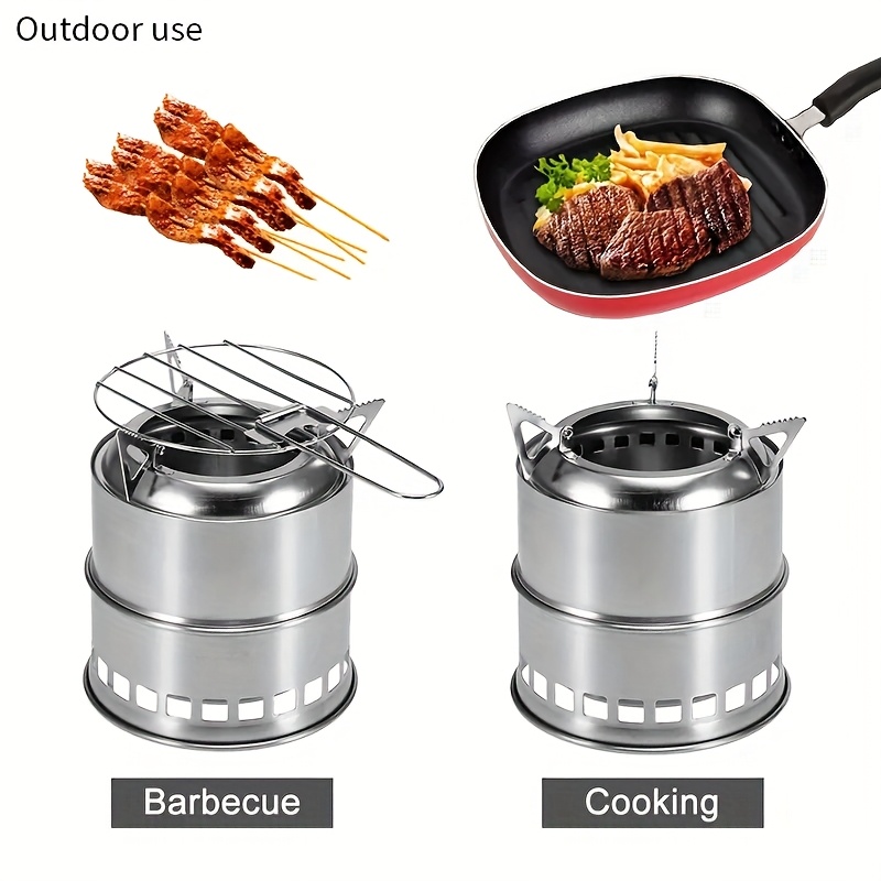 A Mini Portable Camping Stove for Outdoor Adventures: Compact, Made of Stainless Steel, And Designed for Burning Wood - Perfect for Your Next Adventure!