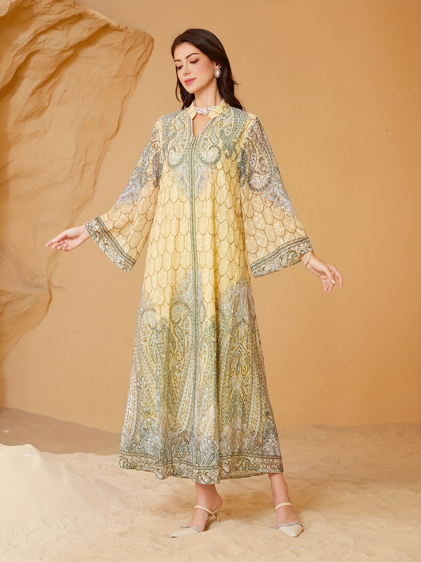 womens elegant arabian abaya dress long formal everyday Temu Oman