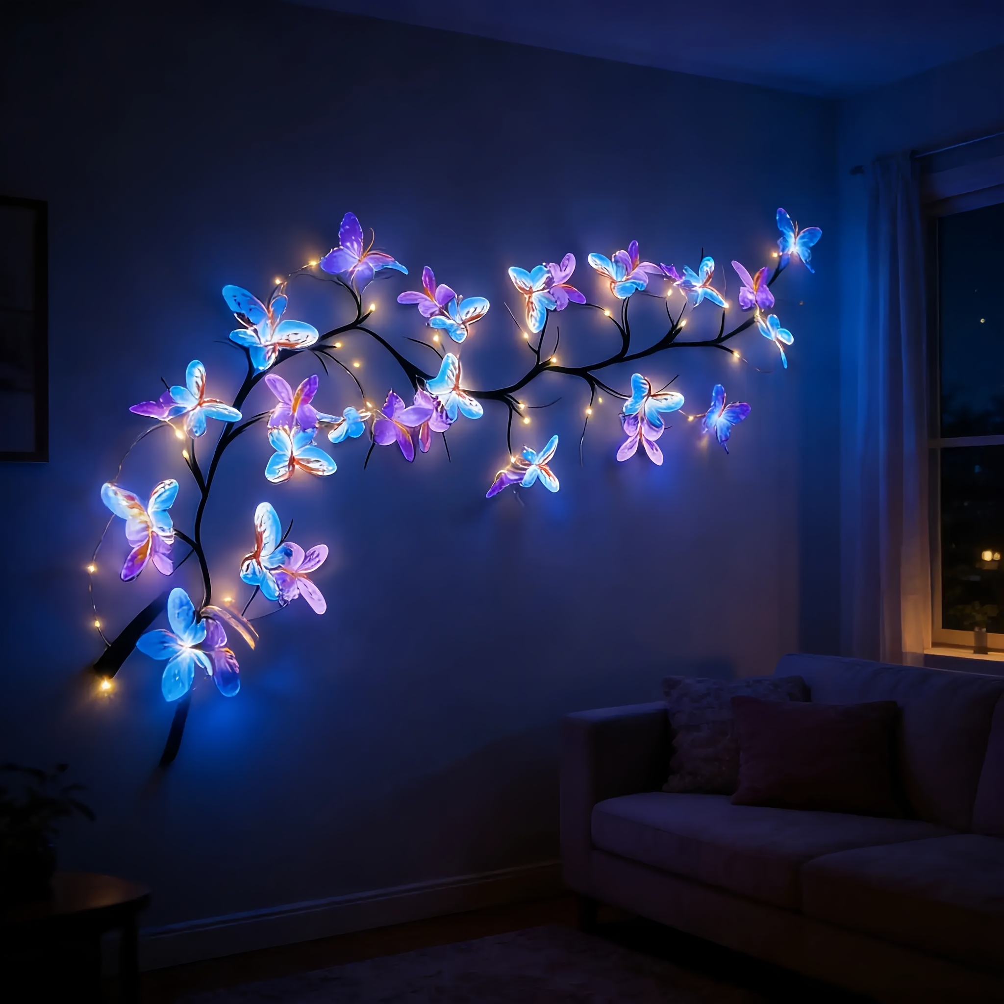 TEMU 1pc Holiday Branch Display Lights - 1.5m/59inch Usb Powered Artificial Tree With Decor, 46 Led Flexible Lights For Christmas Parties, Wedding