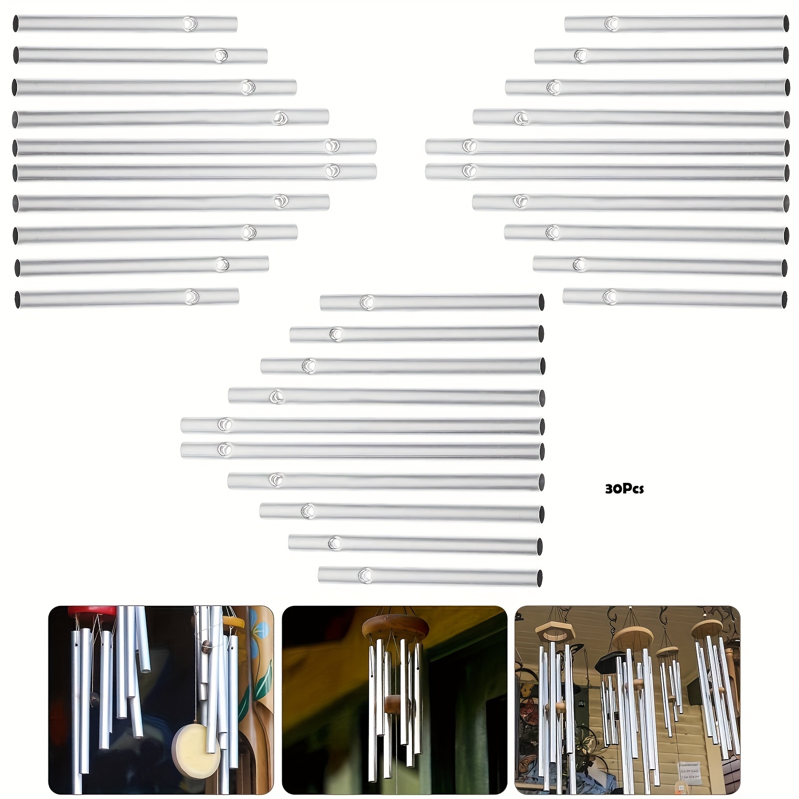 TEMU 30pcs Diy Wind Chime Making Kit, Outdoor Hanging Sound, Home Decor Hanging Wind Chimes, Family Memorial Wind Chimes, Wind Chimes Tube Wind