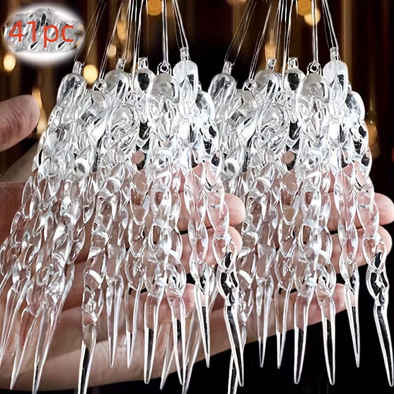 E-shop 41-teiliges Weihnachts-Set mit transparenten 3D--Eissäulen für , Zuhause, Party, Neujahr, dekorative Hängeornamente