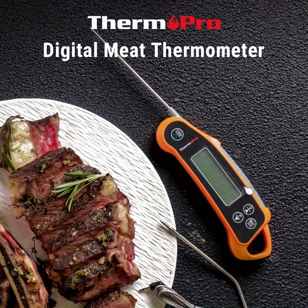 

Thermopro Tp710 Backlight Instant Read Meat Thermometer Digital For Cooking, 2-in-1 Kitchen Food Thermometer With Dual Probes And Dual Temperature Display For Oven, Grilling, & Bbq