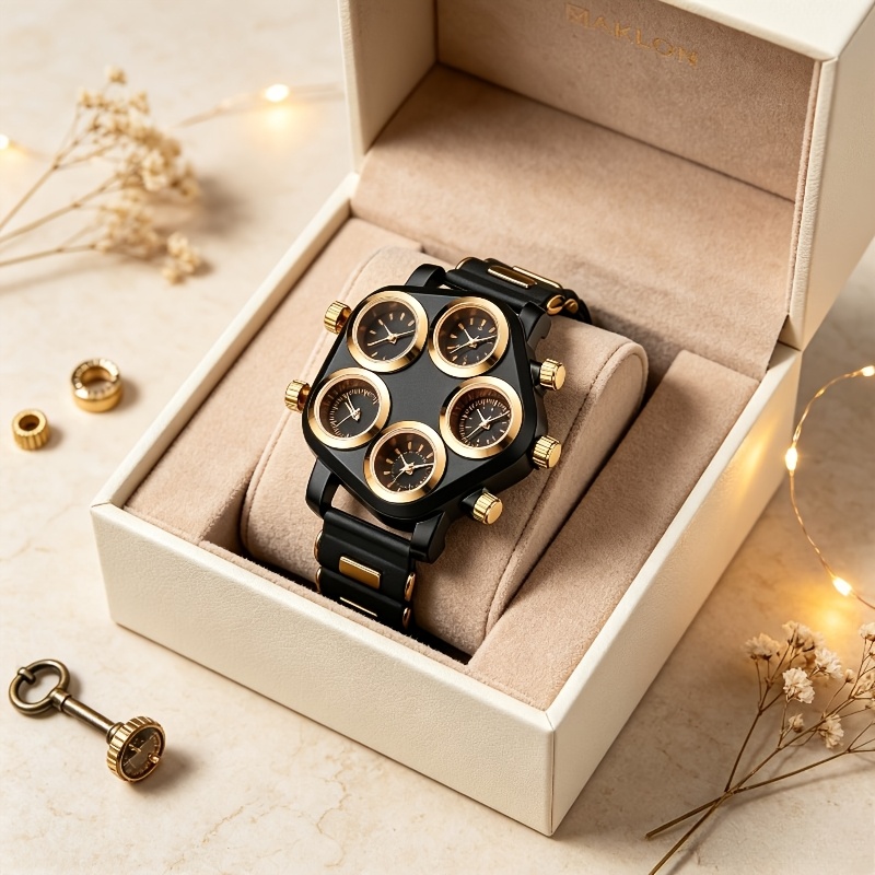 TEMU Reloj de hombre de moda con esfera grande, con esferas pequeñas que muestran la hora. reloj de diseño de moda es adecuado para estilo de