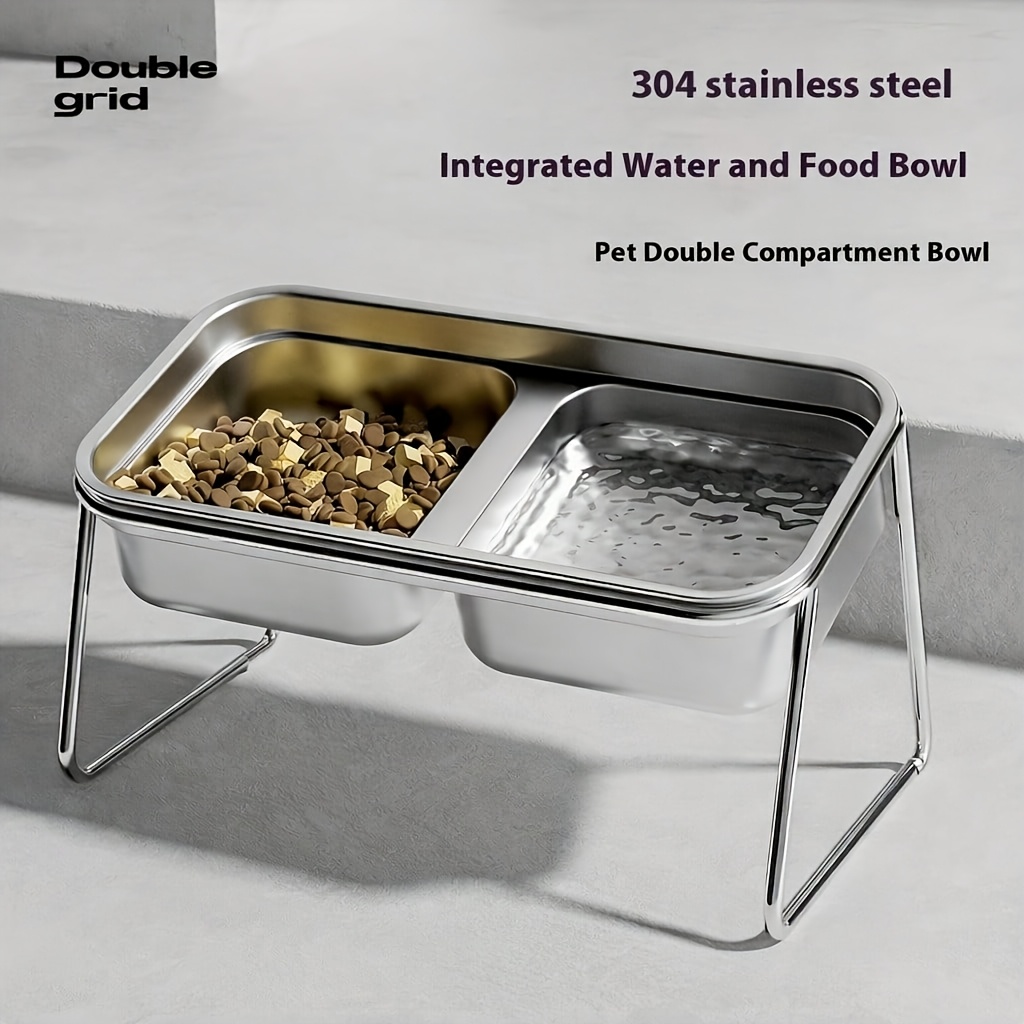 pet stainless steel elevated double bowl with 2pcs stainless steel bowls   tilt design friendly to pets cervical spine meeting dual needs of feeding and drinking detachable design for   anti slip   to prevent   Product details 1