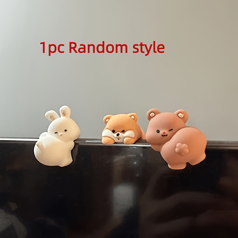 TEMU Random 1pc Cute Lying- Statue Ornament, 41g, Rabbit Bear Desktop Decoration, Mini Adorable Computer Monitor Ornament (individually Packaged With