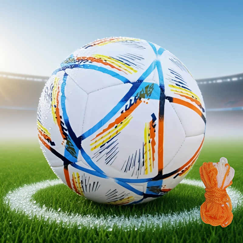 TEMU 2pcs Heavy-duty Adult Soccer Balls - & Training Footballs With Machine-stitched, White With /orange Panels - Pvc Material, Ideal For Outdoor