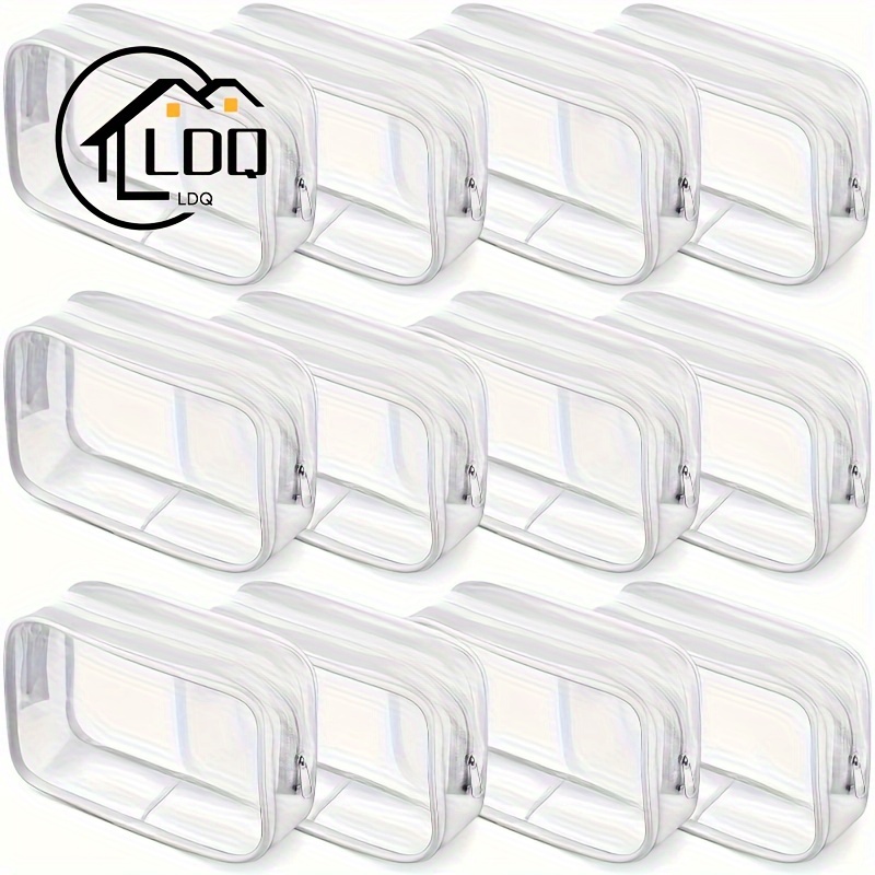 

Ldq 12-pack Clear Pvc Cosmetic Bags With Metal Zippers - Waterproof, Durable Tpu Organizer Pouches For Travel And Makeup Storage