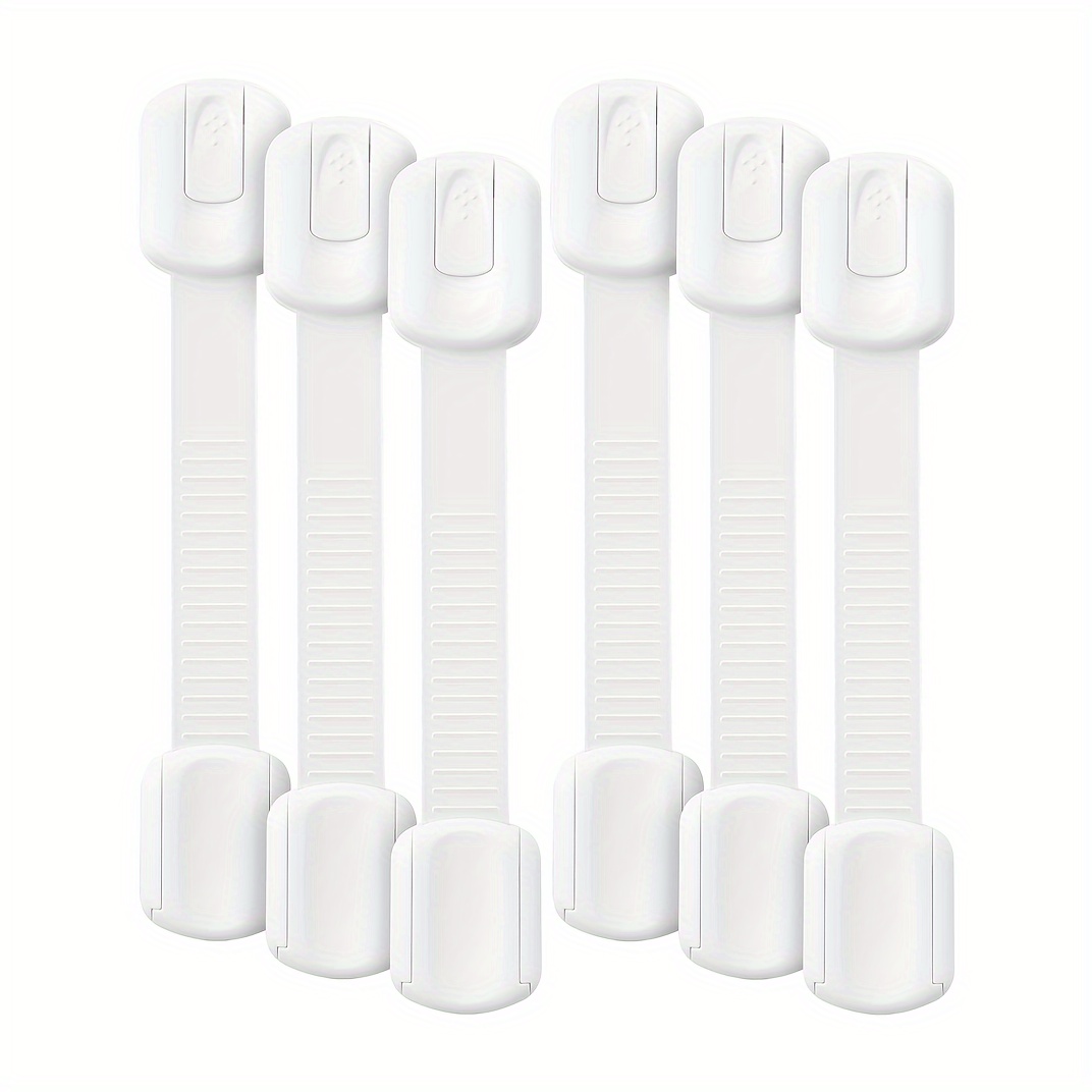 TEMU 6pcs/8pcs White Safety Strap Locks, Cabinet Doors Locks, Drawer Locks, Cabinet Safety Locks