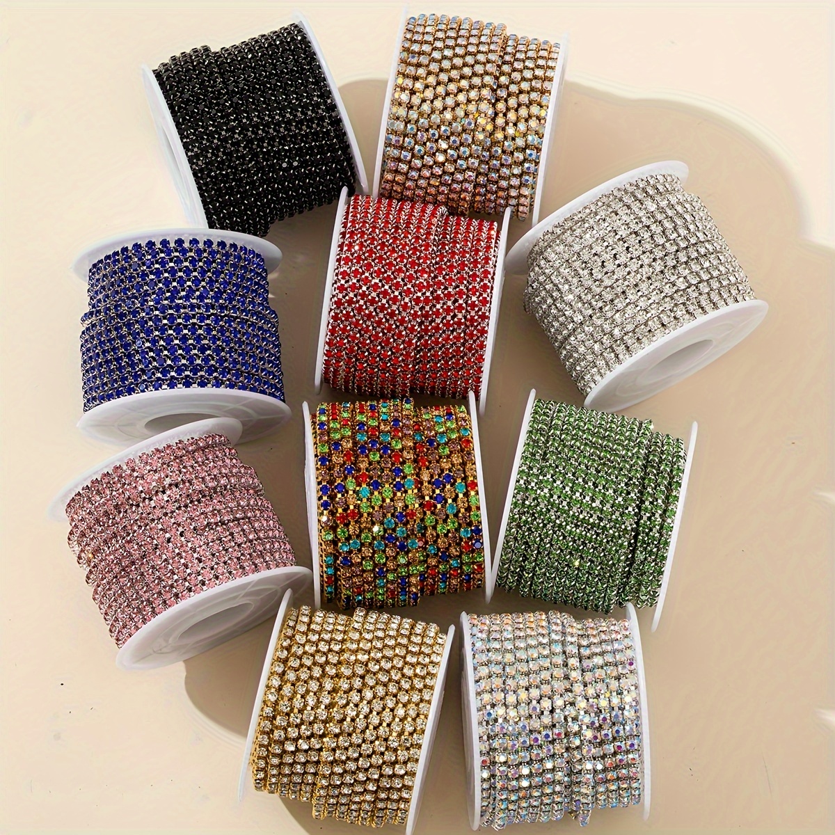 

Glass Rhinestone Ribbon Trim - 3mm Width, 400cm Length Roll For Diy Crafts, Nail Art, Fashion Apparel, Cup & Phone Case Decoration, Jewelry Making - Sparkling Diamond Chain Embellishment