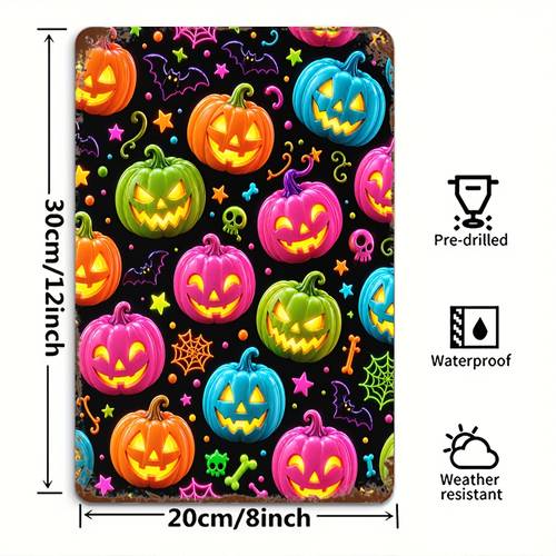 . Halloween Kürbis Schild mit Muster, offizielle lizenzierte Deko-Geschenk Wanddekoration, , Hofwanddekoration, 20.32X30.48 cm, für Bars, Heimrestaurants, , Familiengeschenk, Muttertag, Party- und Versammlungsgeschenk für wohnung