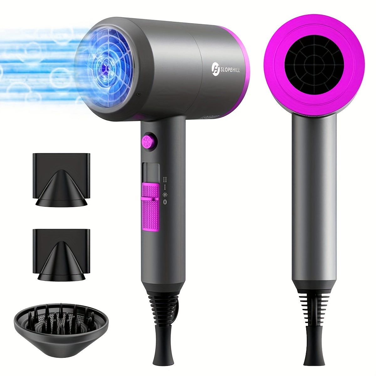 

Hair Dryer, Professional Dryer Hot/cold Air, 1800w Powerful Ac Motor, Foldable Hairdryer Fast Drying, 2 /3 Heating With 2 Nozzles&1 Diffuser, For Women Men Salon Travel