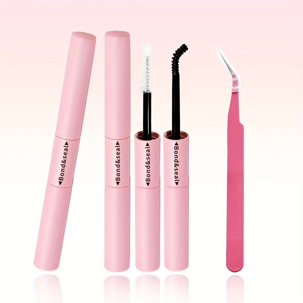 waterproof eyelash extension kit with brush and tweezers black quick drying 72 hours hold comfortable applicator tool details 4