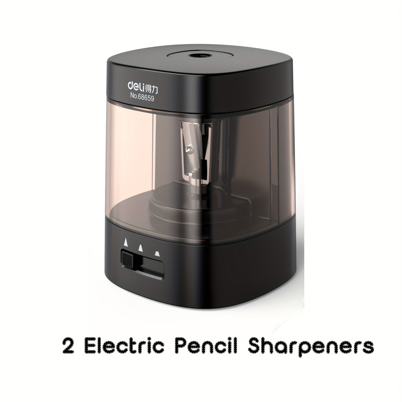 TEMU Deli Electric Pencil Sharpeners Set Of 2, 2pcs Pencil Sharpeners With Auto Stop For No.2 Colored Pencils (6-8mm), 3 Sharpening Settings, Usb And