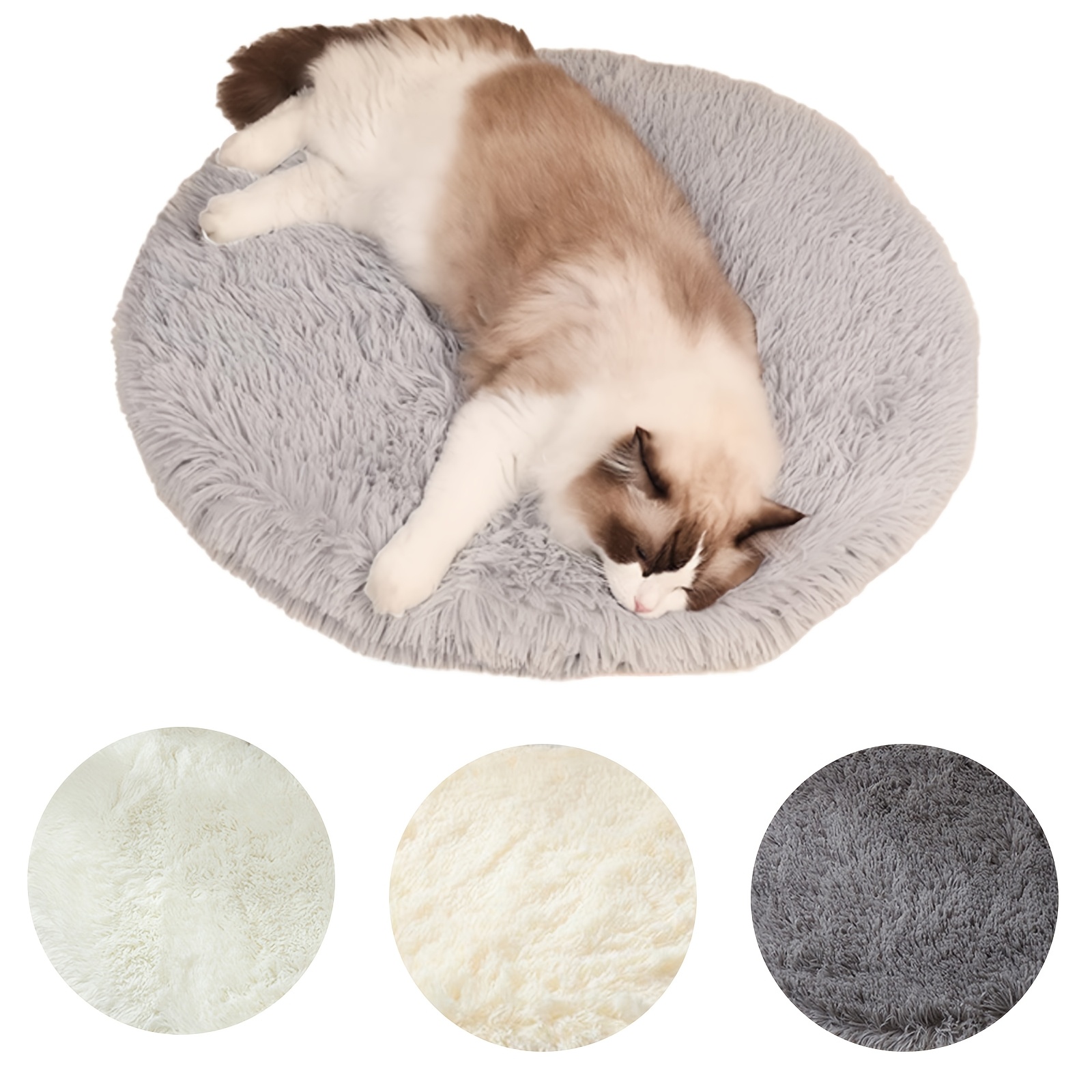 

Round Plush Cat Bed Mat, Soft Polyester Wool Pet Sleep Pad, Cozy Warm Pet Cushion For Cats & Small Dogs, Pet Accessories In Multiple Colors