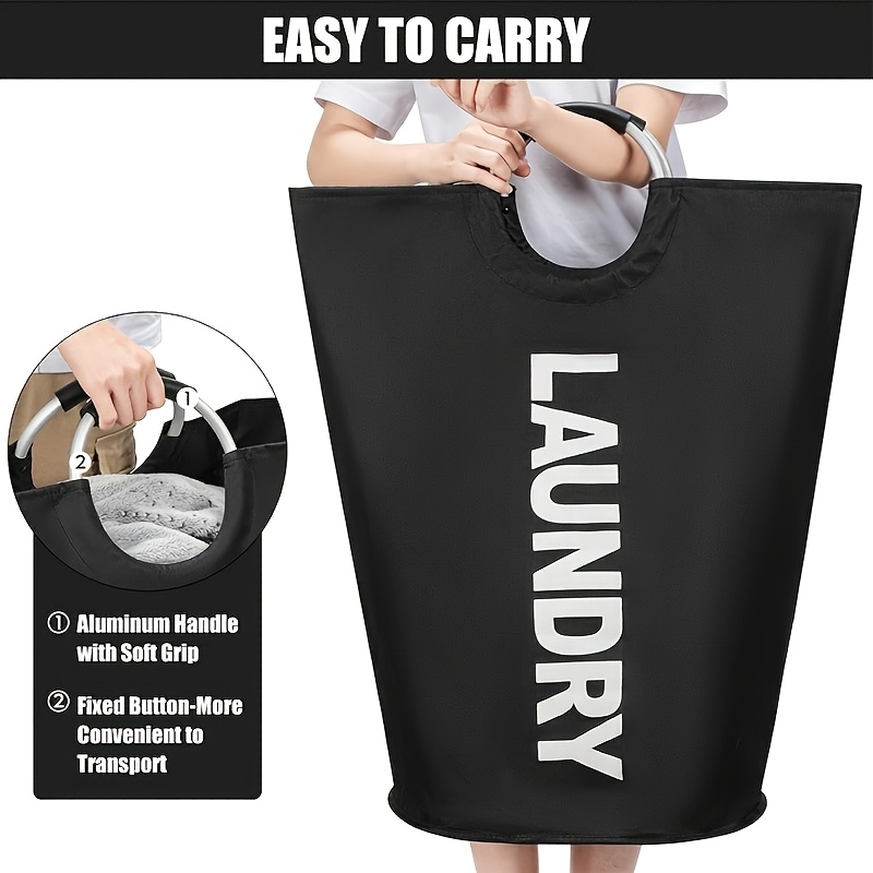 TEMU Large Laundry Basket With Foldable Laundry Bag, Independent High Hanger, Foldable , Of High Quality. The Handle Ring Adopts A Half Ring Design