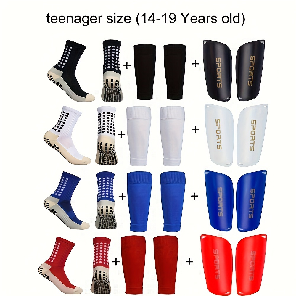 

A Set Of Football Sportswear (1 Pair Of Mid-calf Football Socks, 1 Pair Of Shin Guards, 1 Pair Of Knee Pads) Breathable And Sweat-absorbing Sets For Teenager